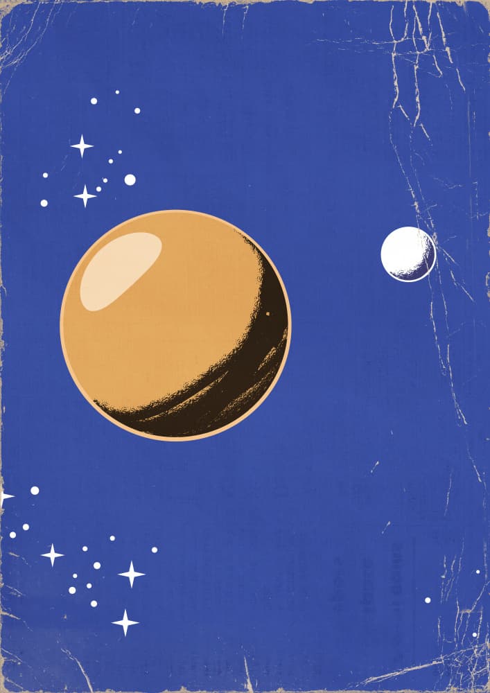 Orange Planet Blue Space by Nicholas — canvas wall art
