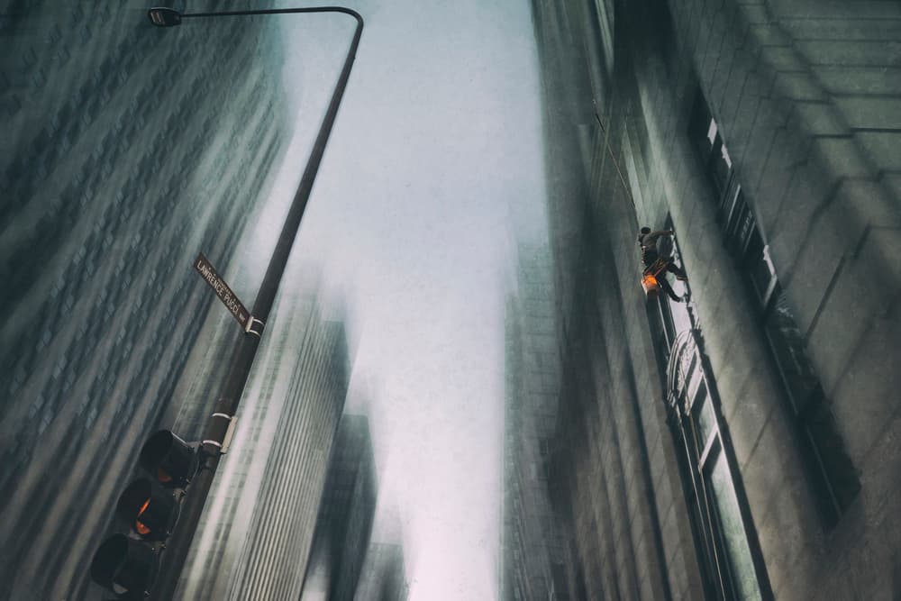 Urban Rappel Glow by Roswitha Schleicher-Schwarz — canvas wall art