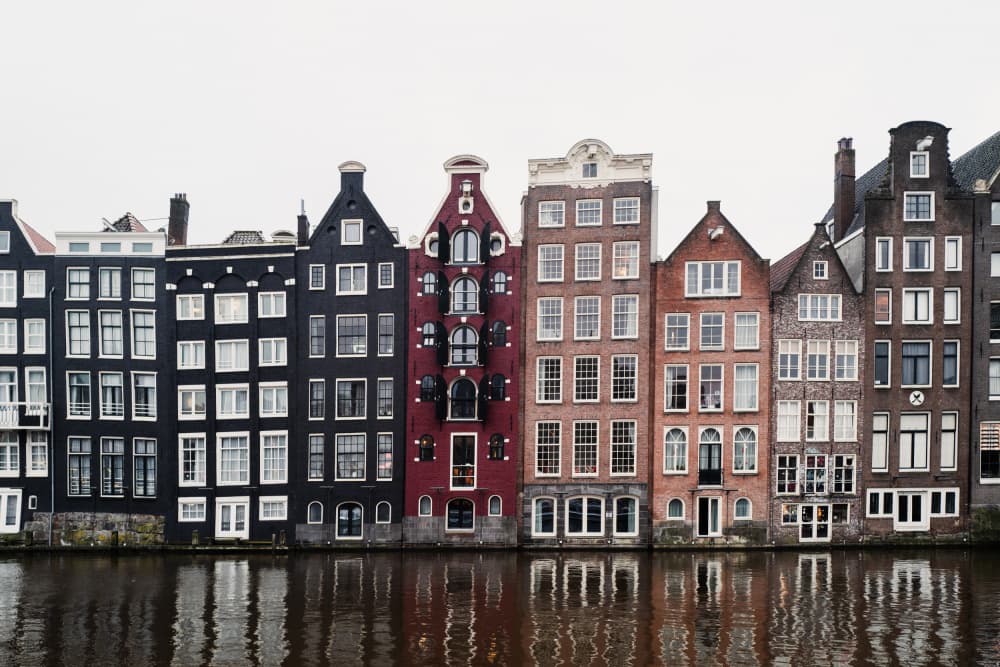 Amsterdam Canal Houses by Photolovers — canvas wall art