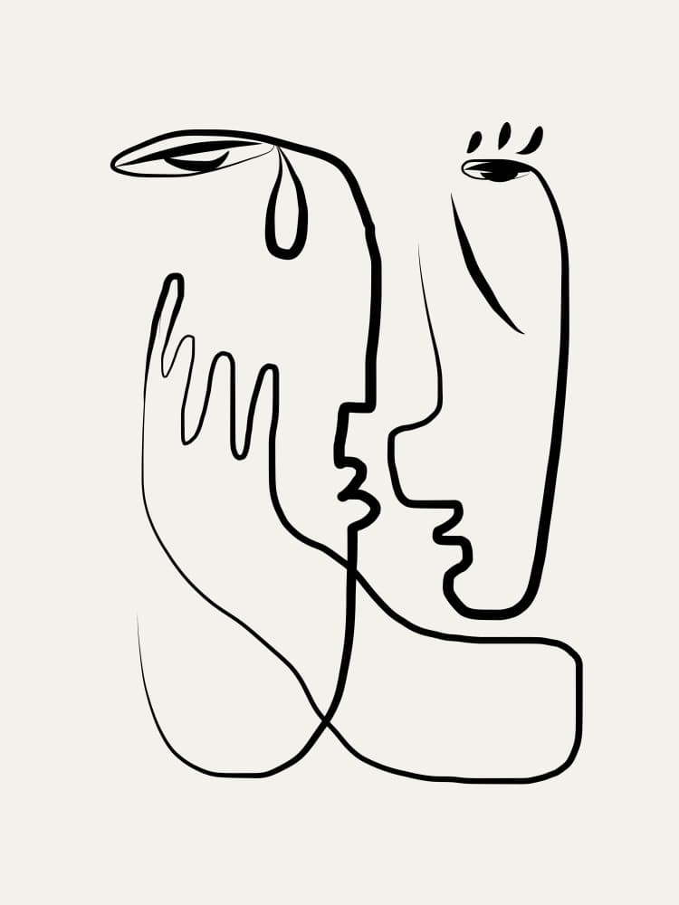 Abstract Line Faces by Little Dean — canvas wall art