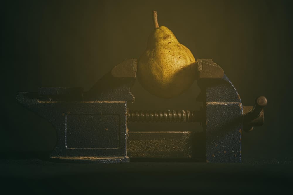 Pear Under Pressure by Leonid Yermoshkin — canvas wall art