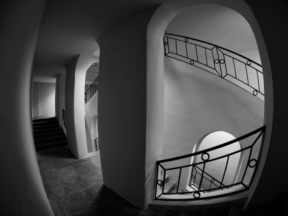 Stairwell Curves by Konstantin Selezenev — canvas wall art