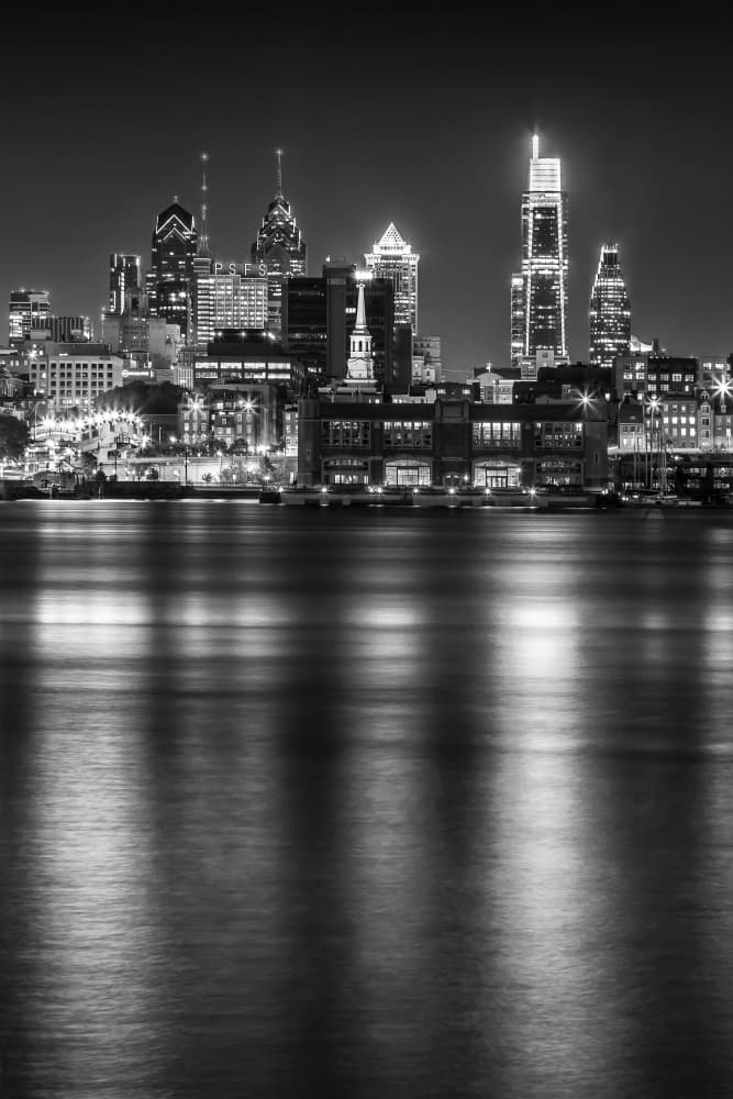 Philadelphia Night Skyline by Melanie Viola — canvas wall art