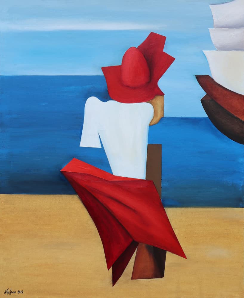 Red Hat By The Sea by Alexander Trifonov — canvas wall art