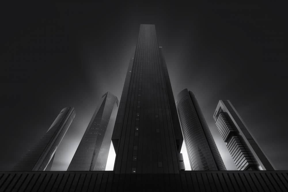 Dark City Towers by Jorge Ruiz Dueso — canvas wall art