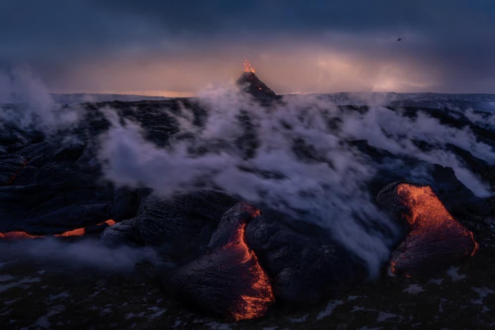 Fiery Volcano Eruption by Marian Kuric QEP — canvas wall art