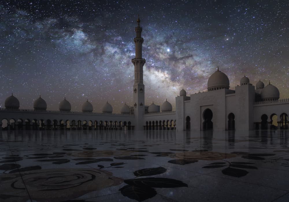 Milky Way Mosque Night by Ashraf Habib — canvas wall art