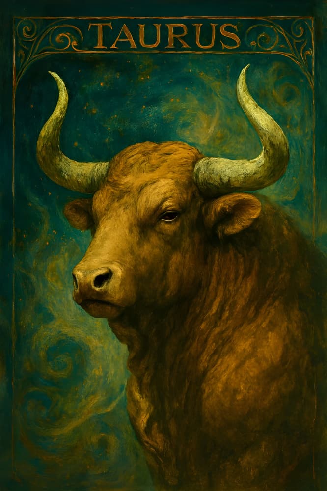 Celestial Taurus Bull by HUGO — canvas wall art