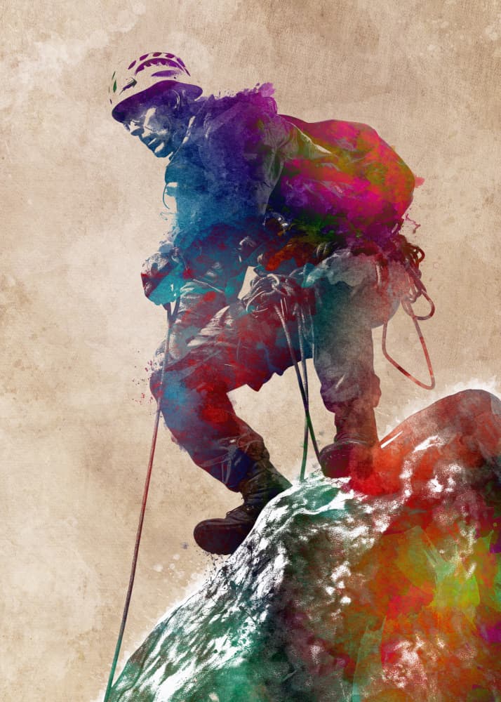 Vibrant Mountain Climber by Justyna Jaszke — canvas wall art