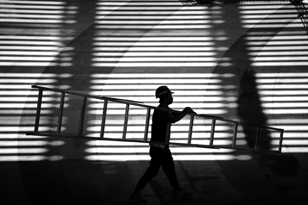 Industrial Ladder Shadows by MingLun Tsai (蔡明倫) — canvas wall art