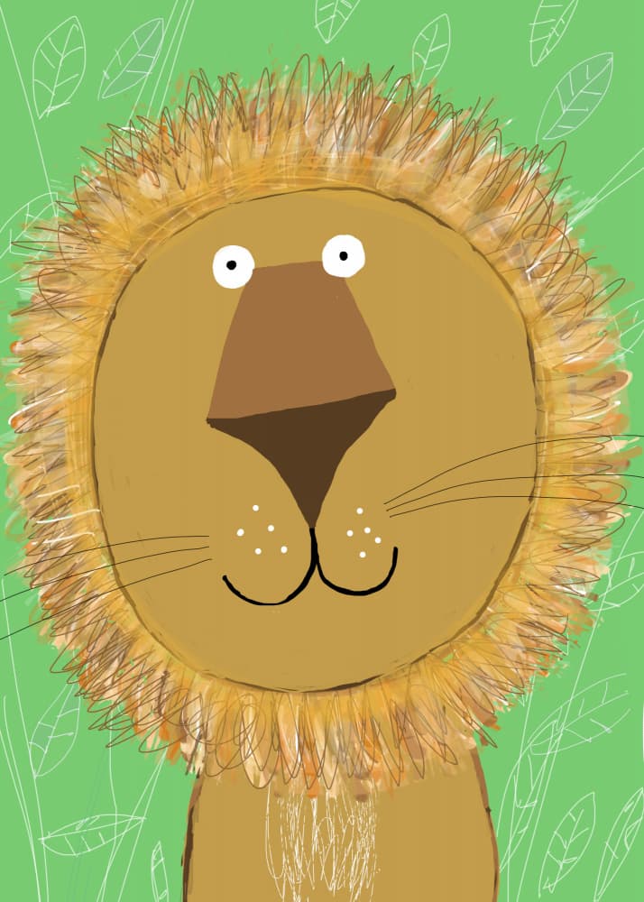Cute Cartoon Lion by Carla Daly — canvas wall art