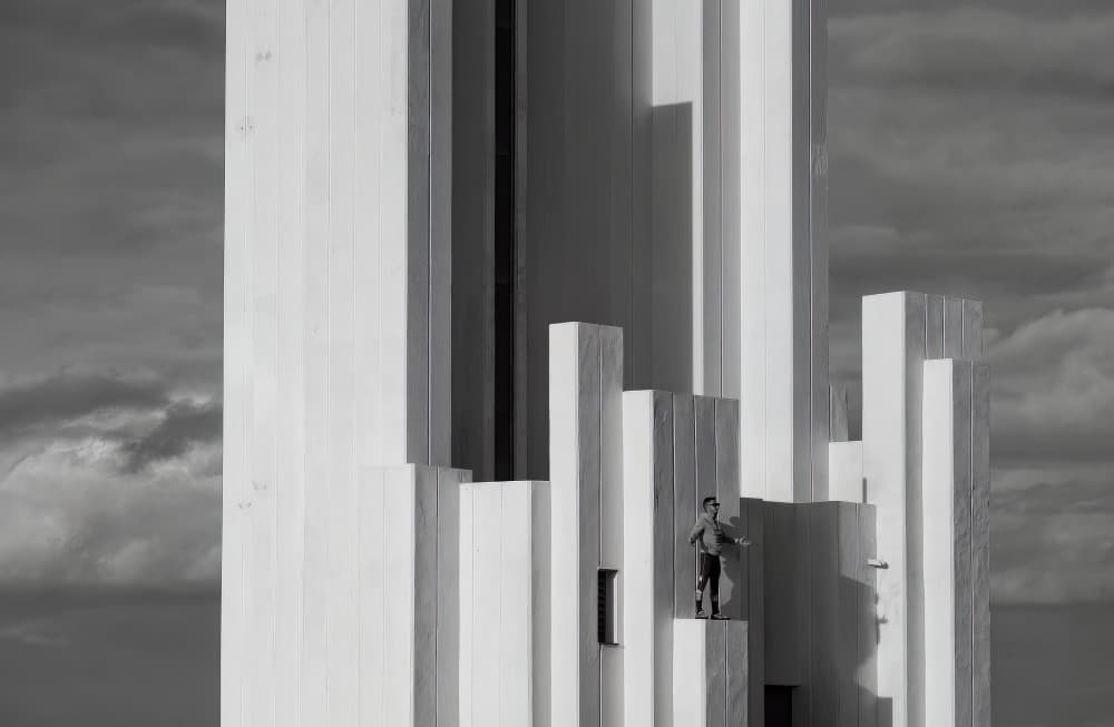 Small Figure Vast Architecture by Dan Mărășescu — canvas wall art
