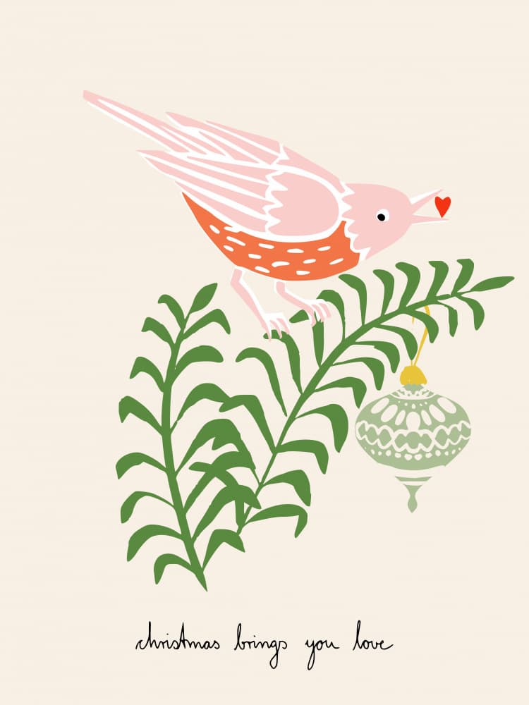 Christmas Love Bird by Annick — canvas wall art