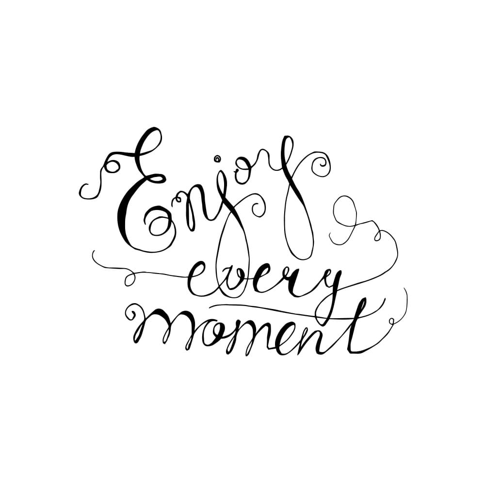 Enjoy Every Moment Calligraphy by Marika Barsrsind — canvas wall art