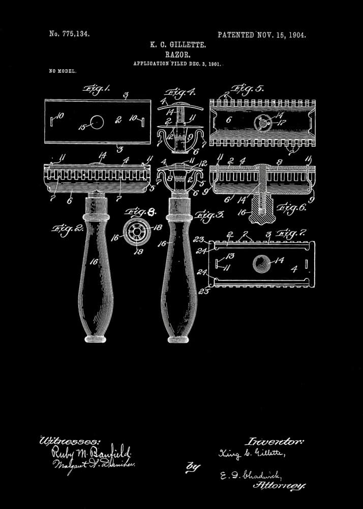 Vintage Razor Patent by Andreas Magnusson — canvas wall art