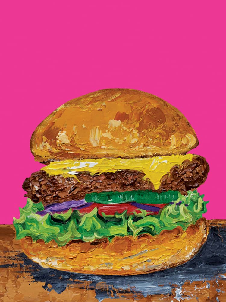 Pop Art Cheeseburger by Alice Straker — canvas wall art