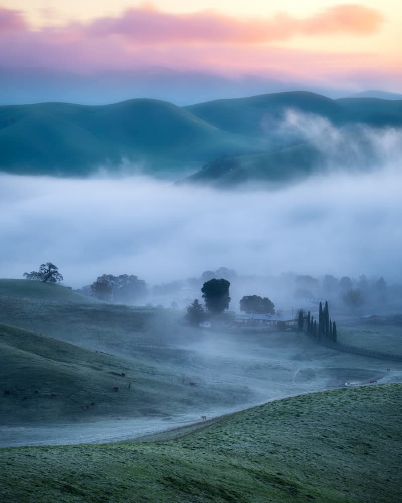 Misty Valley Morning by Chengming — canvas wall art