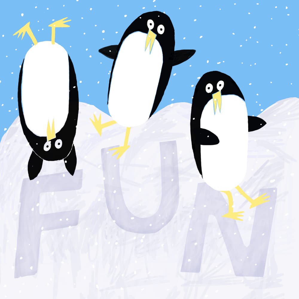 Penguins Having Fun by Carla Daly — canvas wall art