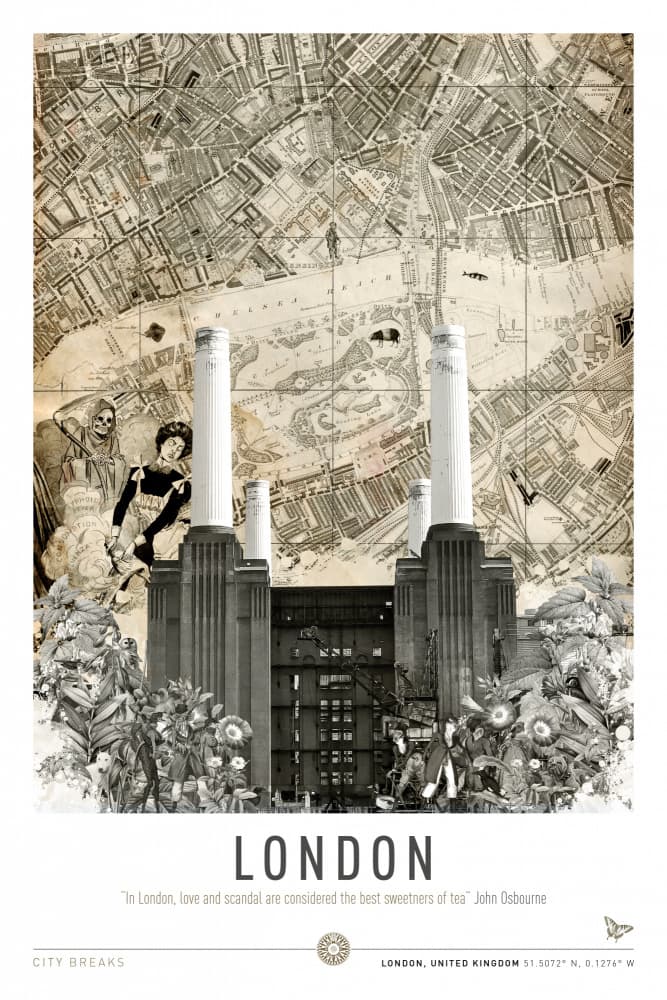 London Power Station Map by Simon Goggin — canvas wall art
