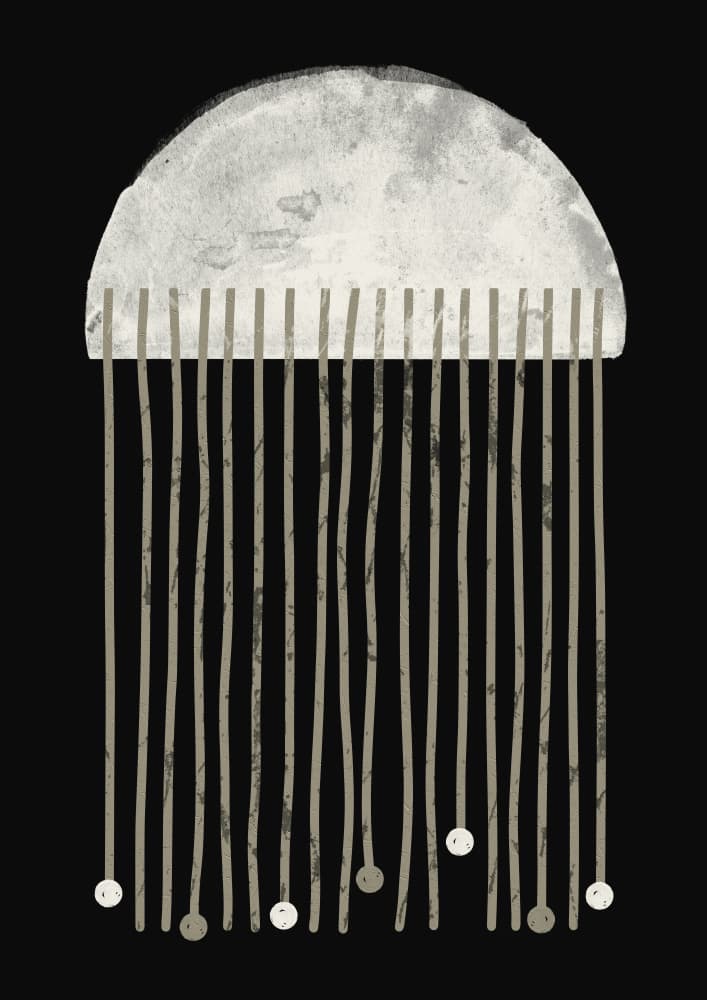 Minimalist Grey Rain by Ema Paraschiv — canvas wall art