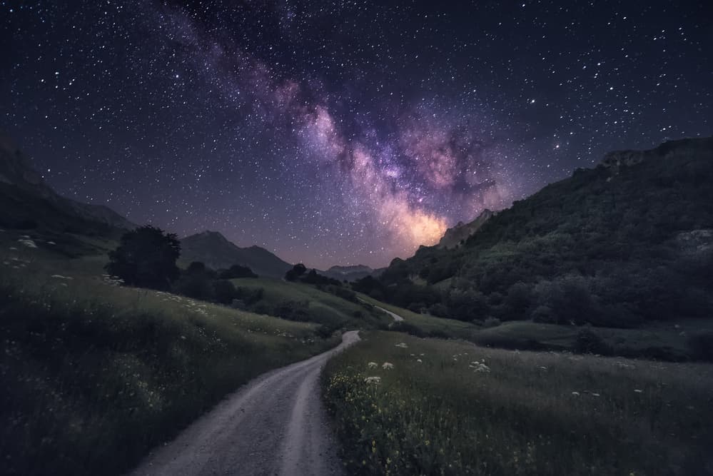 Milky Way Mountain Path by Carlos F. Turienzo — canvas wall art
