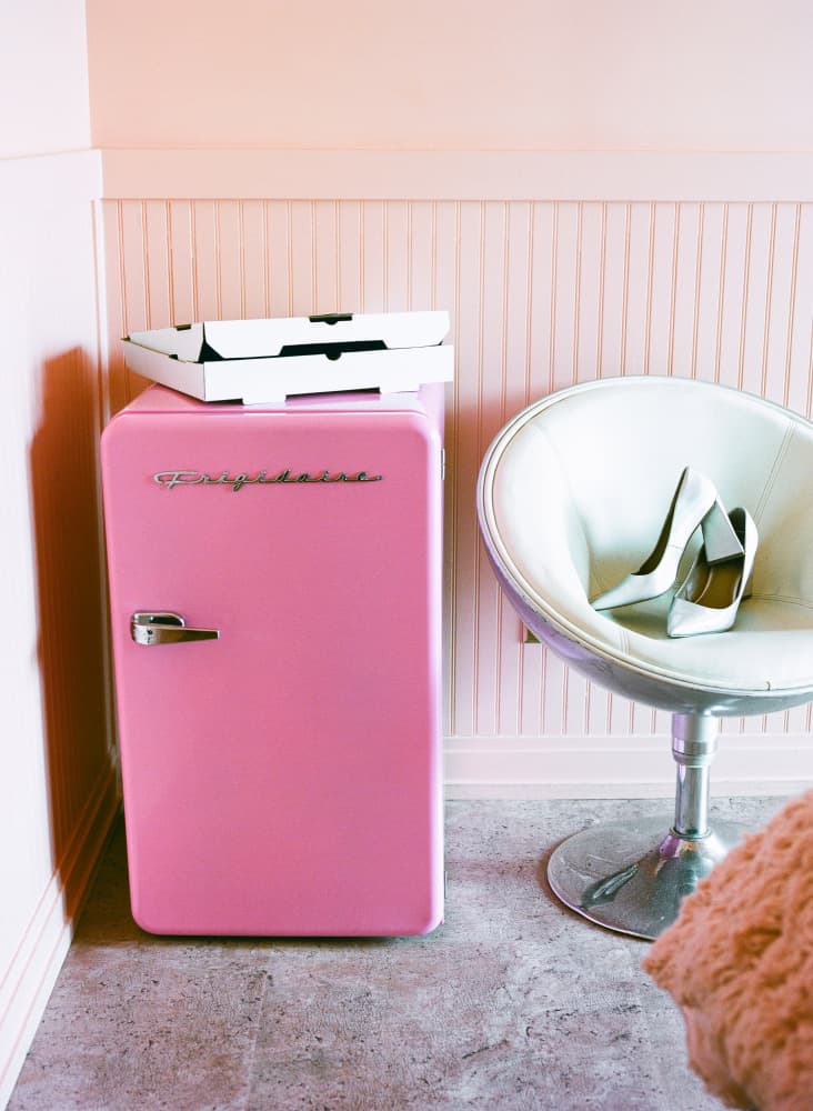 Pink Fridge and Heels by Bethany Young — canvas wall art