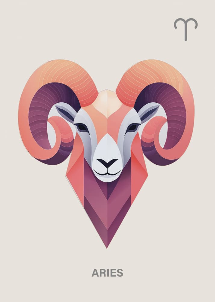 Geometric Aries Ram by Paperago — canvas wall art
