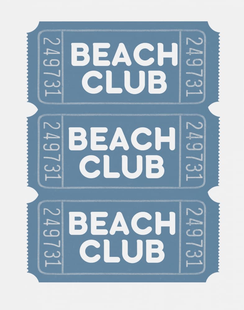 Summer Beach Club Tickets by Jolly and Dash — canvas wall art