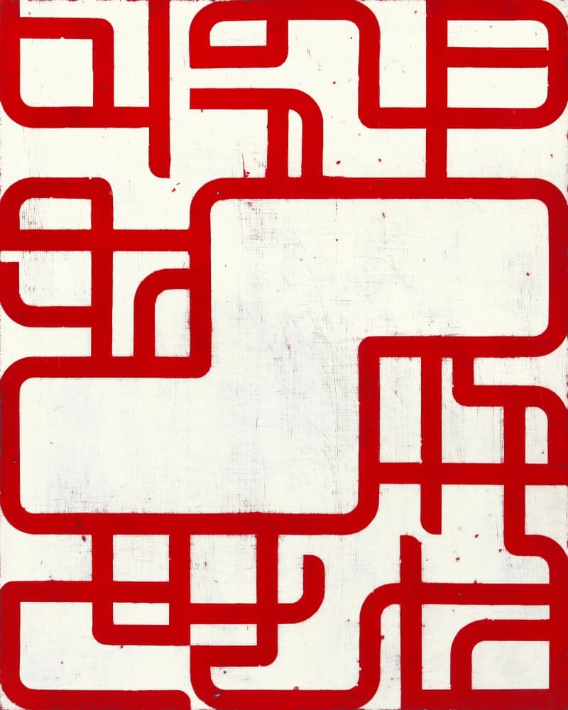 Bold Red Labyrinth Lines by Petr Strnad — canvas wall art