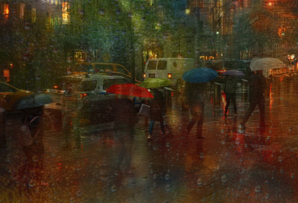 Rainy City Night by Anette Ohlendorf — canvas wall art