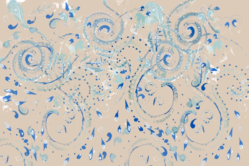Elegant Blue Botanical Swirls by casa cartissi — canvas wall art