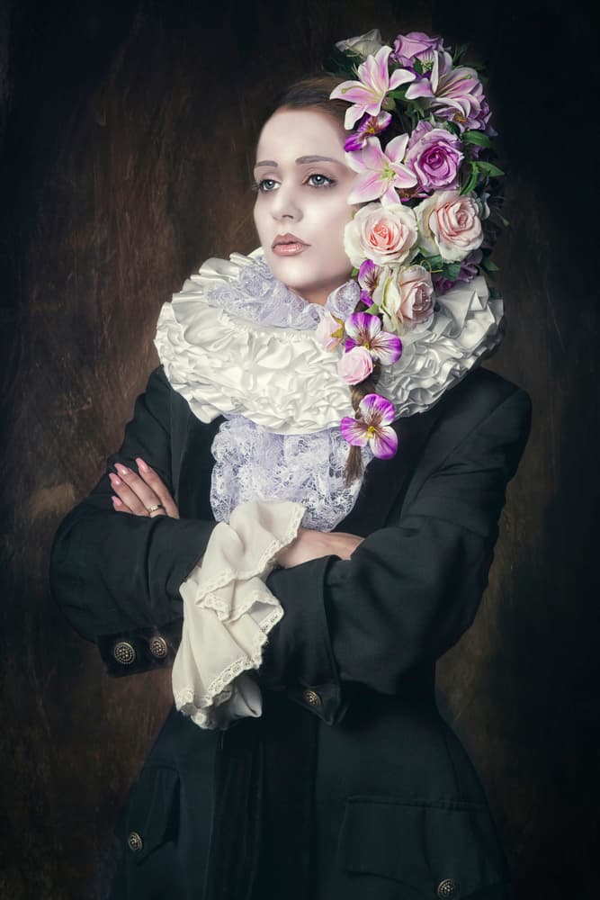 Elegant Floral Portrait by Carola Kayen-Mouthaan — canvas wall art
