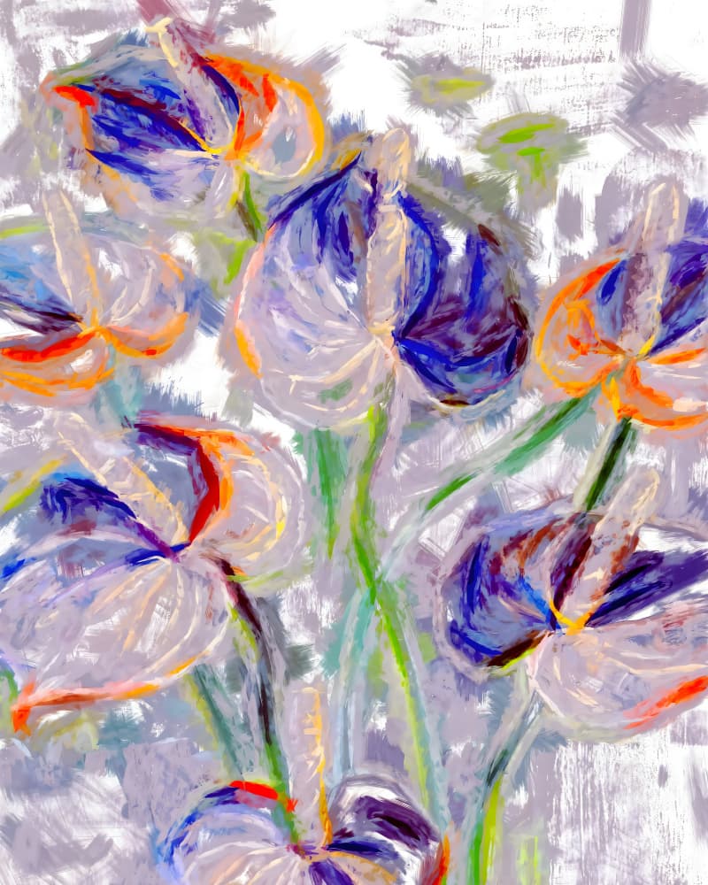 Vibrant Abstract Flowers by Uma Gokhale — canvas wall art