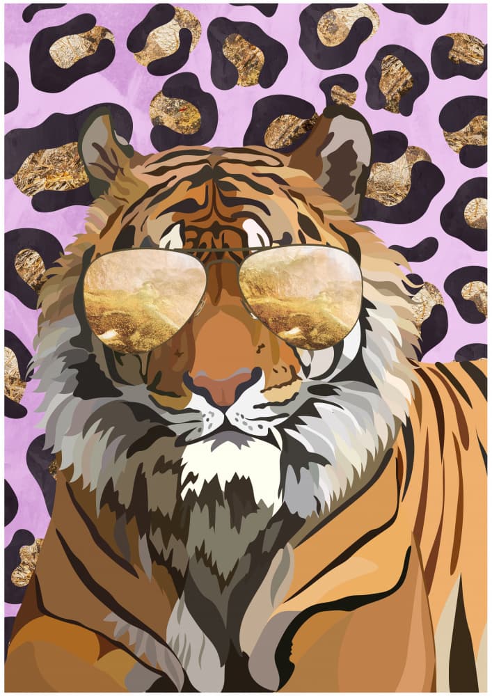 Stylish Tiger Golden Shades by Sarah Manovski — canvas wall art