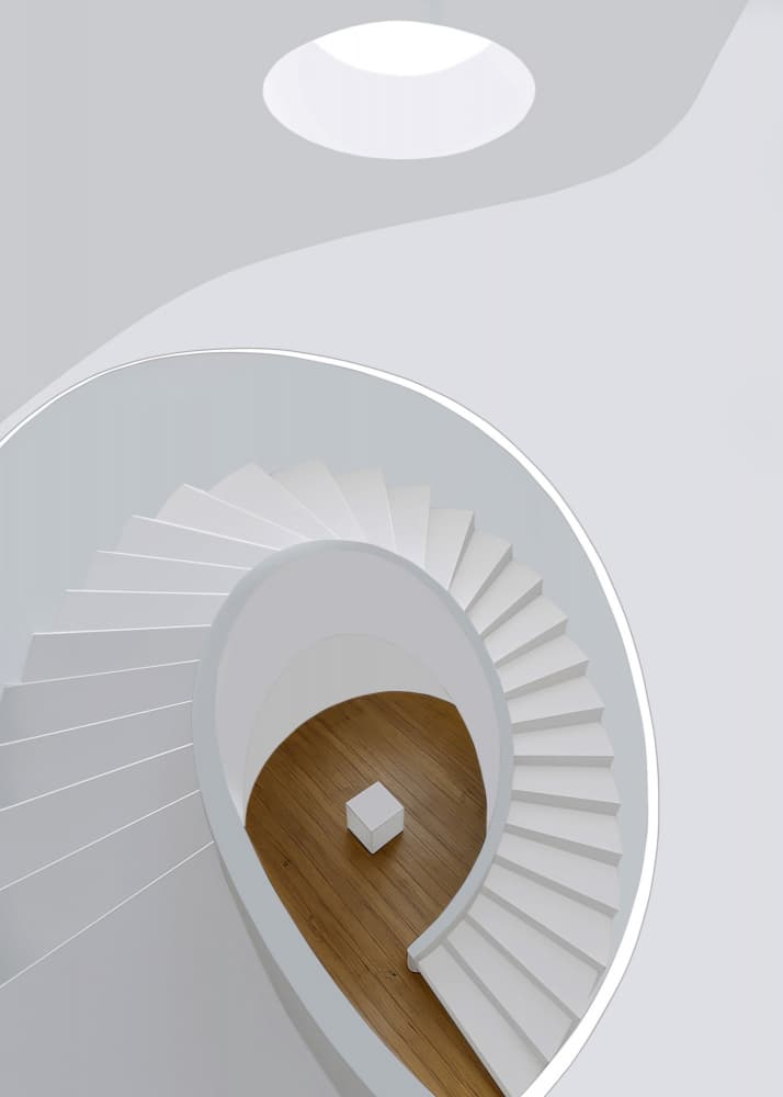 White Spiral Staircase by Jorge Pimenta — canvas wall art