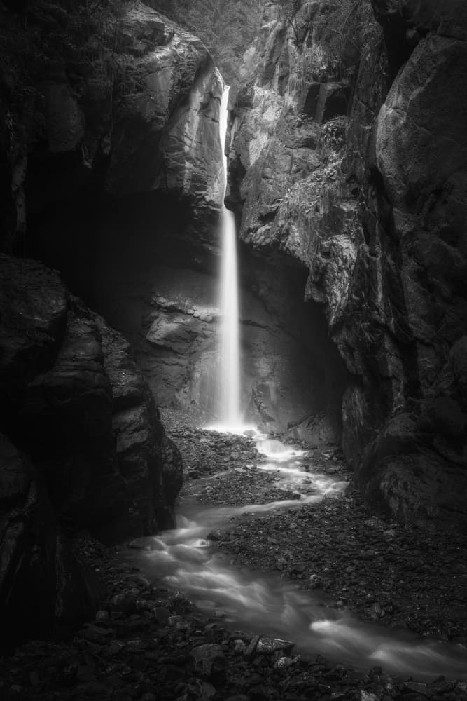Dark Canyon Waterfall by Thomas de Franzoni — canvas wall art