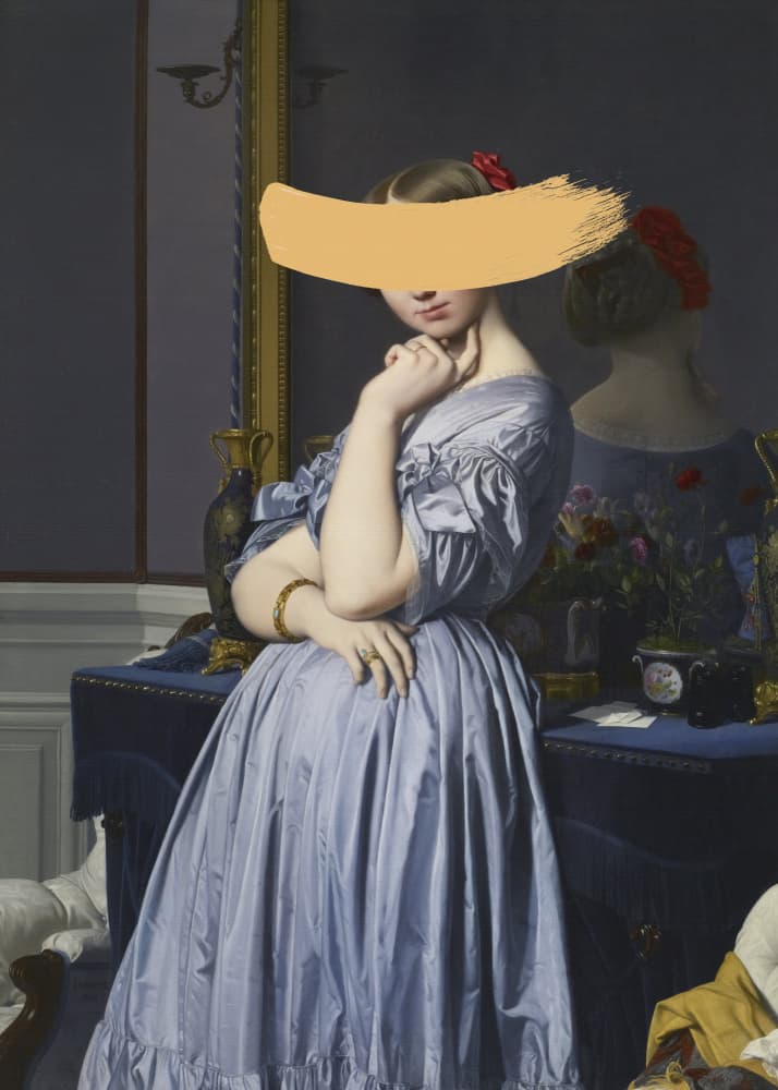 Pensive Woman in Blue by The Art Concept — canvas wall art
