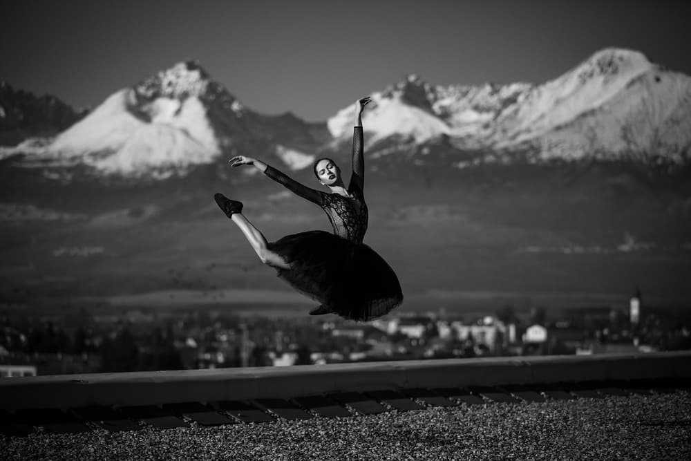 Graceful Ballet Mountain Leap by Martin Krystynek MQEP — canvas wall art