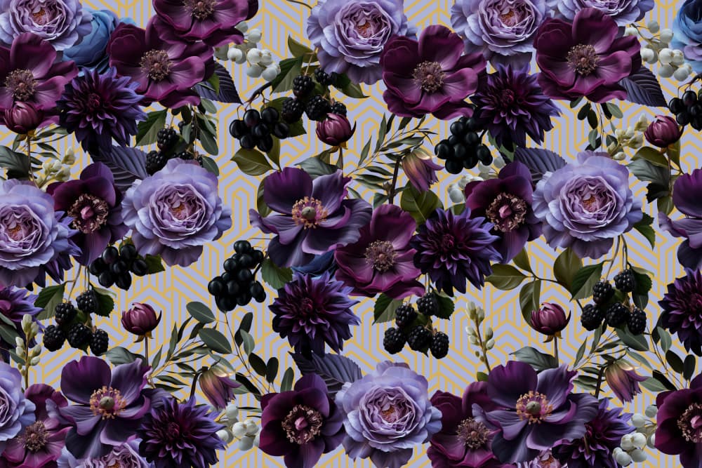 Moody Purple Blooms by Sue Skellern — canvas wall art