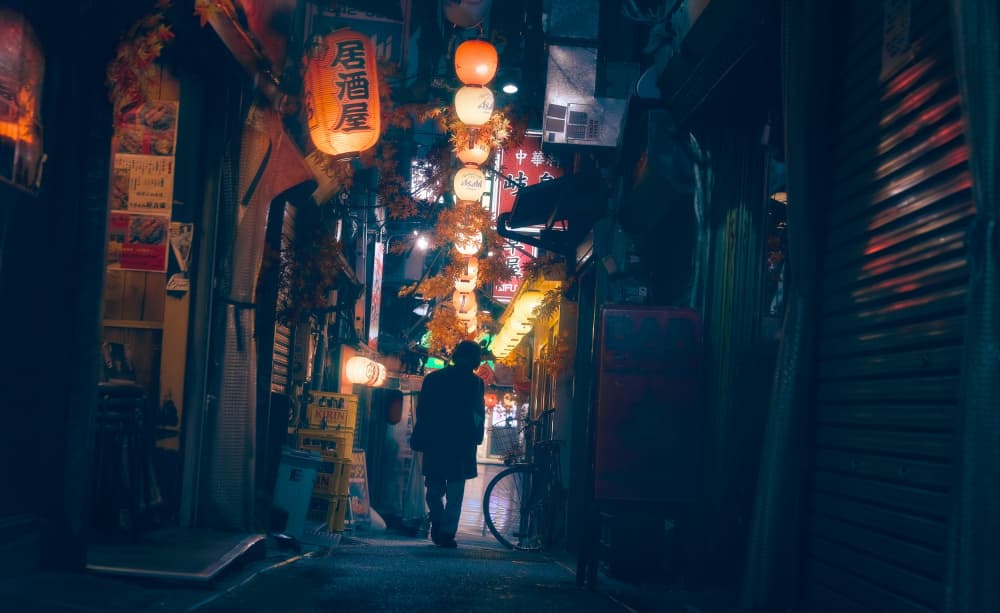 Tokyo Night Alley by Javier de la Torre — canvas wall art