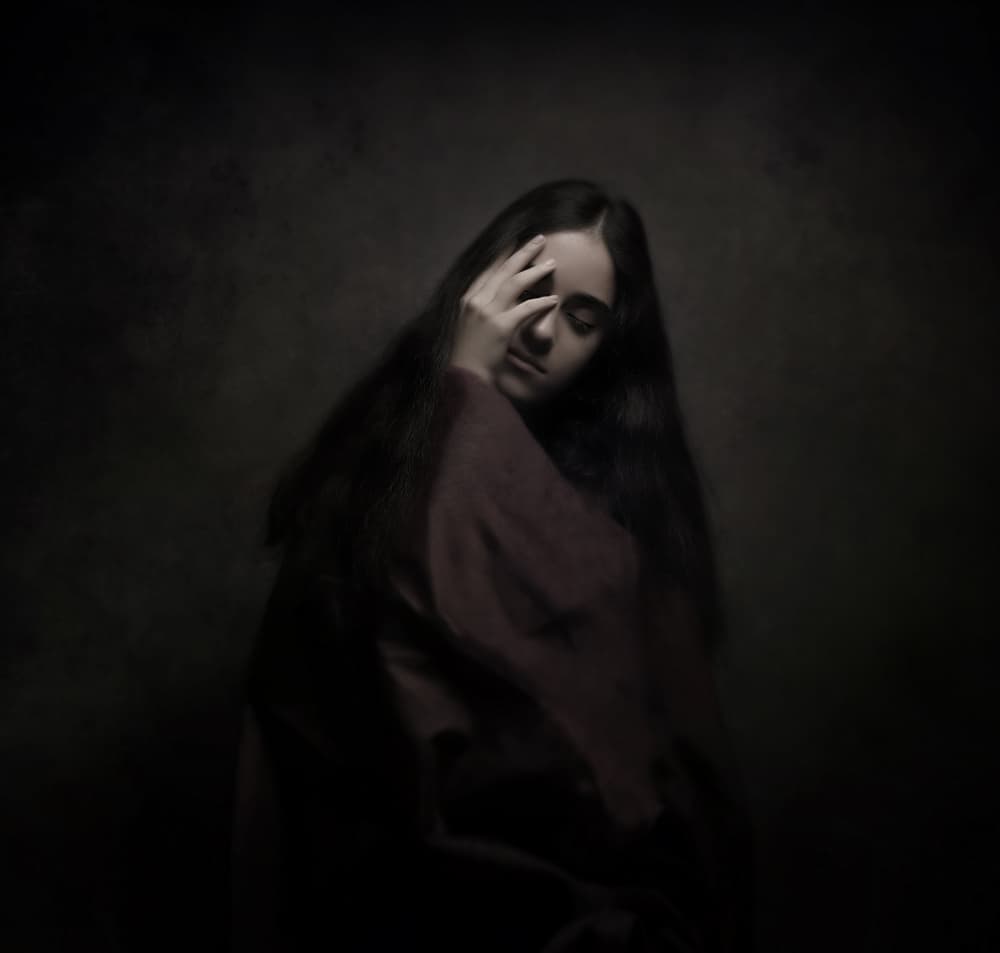 Woman Lost In Thought by Moein Hasheminasab — canvas wall art