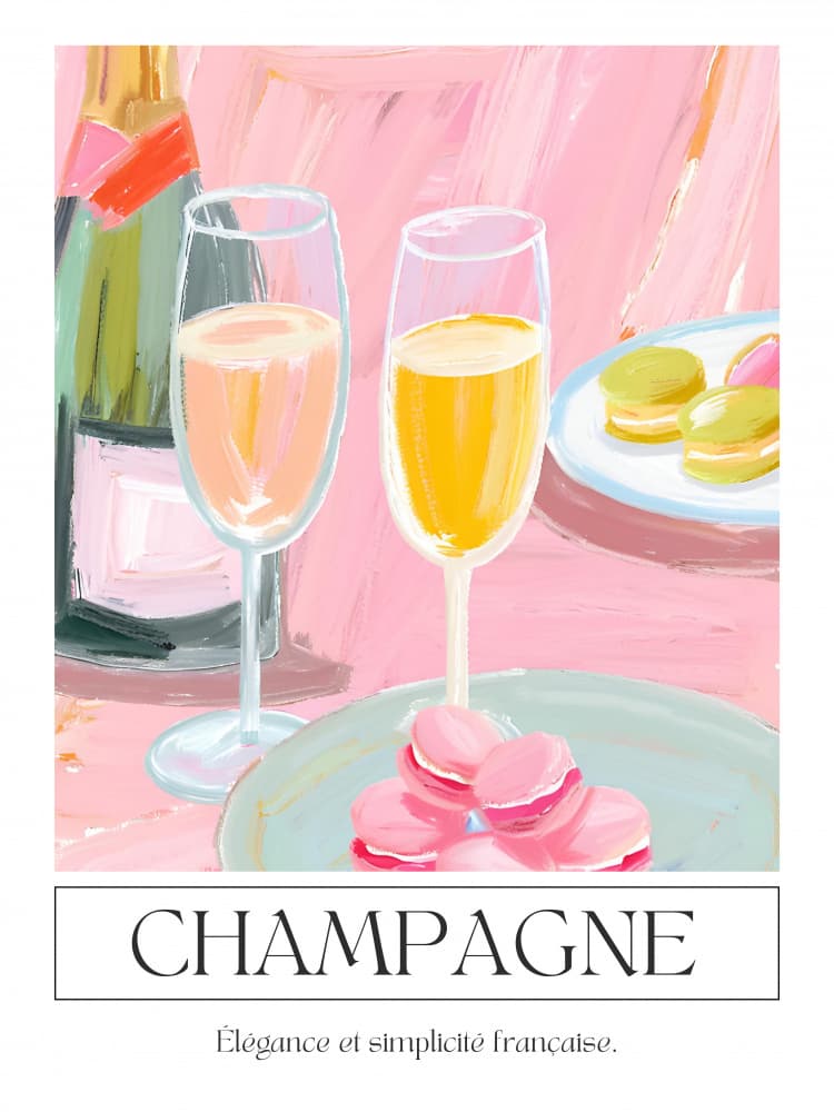 Pink Champagne Macarons by Ohkimiko — canvas wall art