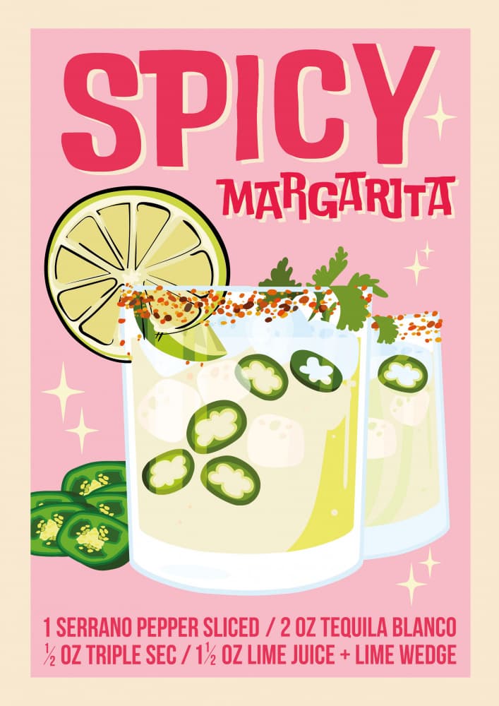 Spicy Margarita Recipe by WallChart Art Studio — canvas wall art