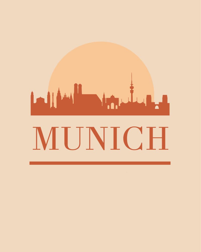 Munich City Silhouette by Emiliano Deificus — canvas wall art