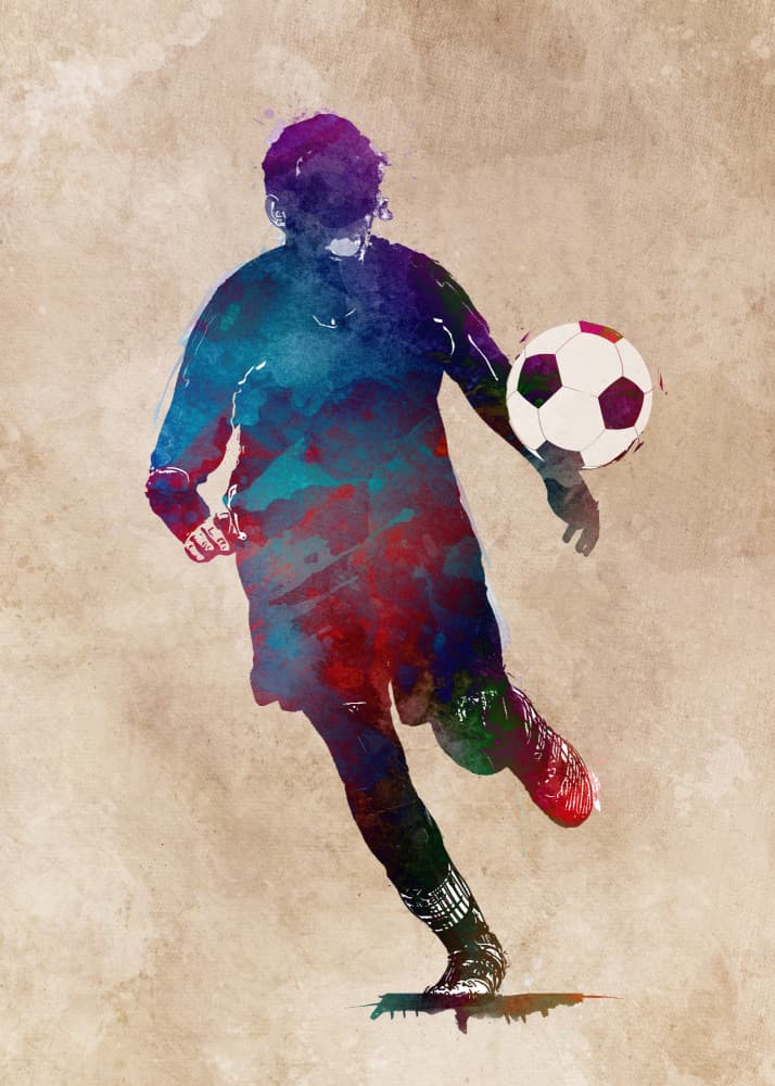 Vibrant Soccer Player by Justyna Jaszke — canvas wall art
