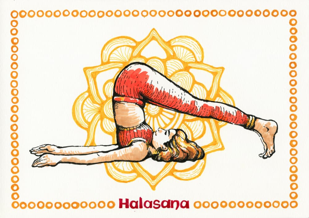 Halasana Yoga Woman by Olga Galeeva — canvas wall art