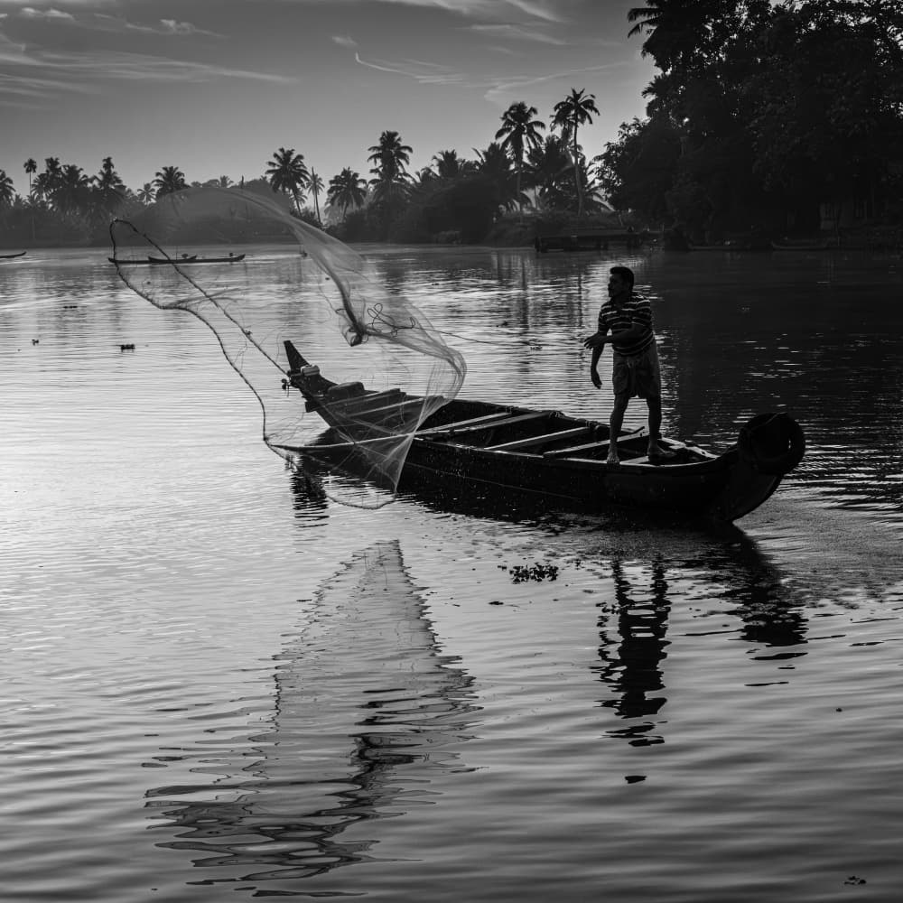 Tranquil Morning Fisherman by Robert Bolton — canvas wall art