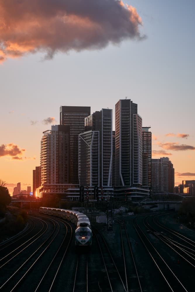 City Train Twilight by Katsuhiro Kojima — canvas wall art