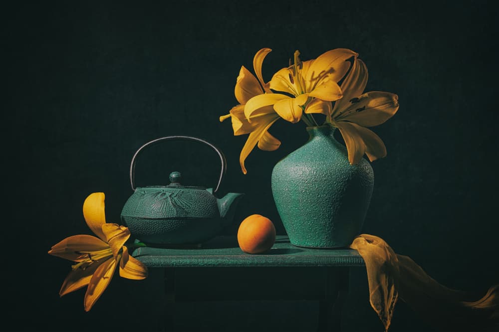 Yellow Lilies Still Life by Lydia Jacobs — canvas wall art