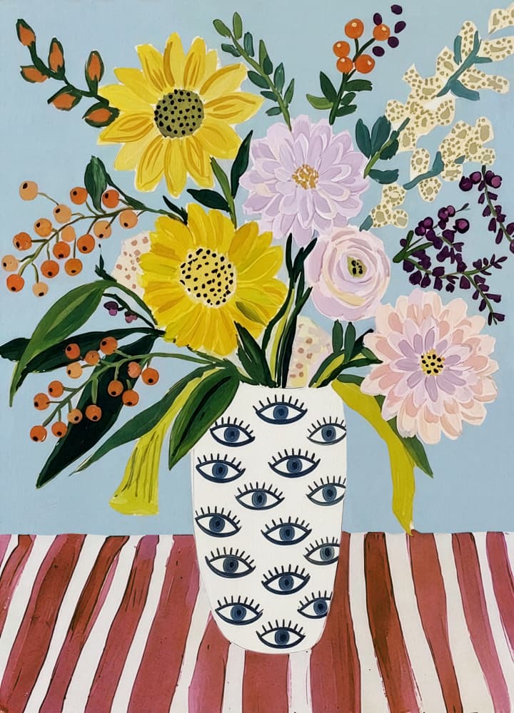 Cheerful Flowers Eye Vase by Essa Van Reis — canvas wall art